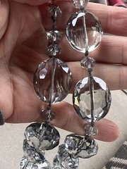 Beautiful Vintage Faceted Gray Glass & Crystal 24MM Beaded Statement Necklace