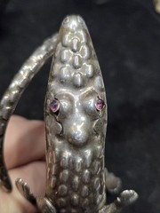 ANTIQUE 925 STERLING SILVER ALLIGATOR CUFF BRACELET ARM BRACELET 2.48 OZS