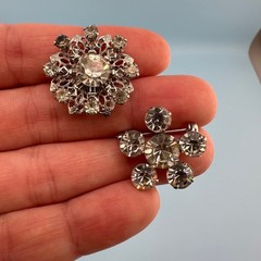 Vintage Rhinestone Scatter Pin Brooch Lot Star Snowflake Blue Clear Orange