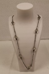VCLM Filigree Crystal Station Necklace – Dark Silver Tone Chain