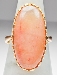 Antique 13/14K Gold Huge Strawberry Quartz Ring 21x11mm Oval Size 6.75 5.8 Grams