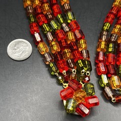 Vintage W Germany Colorful Layered Necklace 15” Choker Collar Multi Strand Beads