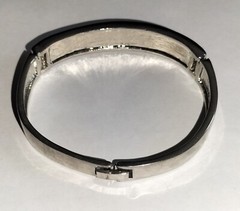 Vintage Silver Tone Hinged Bangle Embellished with Pavé Crystals 62 mm