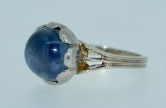 13 CT Star Sapphire Arts and Crafts Platinum & 14K White Gold Ring