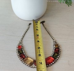 Vintage Multi-Color Rhinestone Statement Necklace, 18″