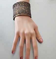 Tribal Cuff Bracelet Brass Bohemian Wide Statement Bangle Vintage