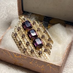 ABSOLUTELY STUNNING! N/M VTG ANTIQUE GOLD FILLED DECO pendant PURPLE RHINESTONES