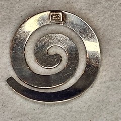 Vintage Modernist 925 Sterling Silver Spiral Swirl Pendant 40mm 14.6g