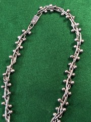 Vintage Signed .925 Sterling Silver Ball Rolo Chain Link Necklace 17 Inches