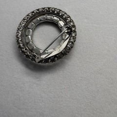 Blue Rhinestone Double Ring Brooch Pin