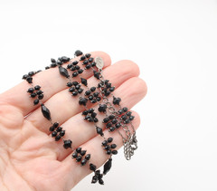 LC Lauren Conrad Black Facet Chain Bead Beaded Station Adjustable Necklace