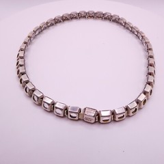 Antique Art Deco Rivere Choker Necklace Sterling Silver Signed H&H Womens