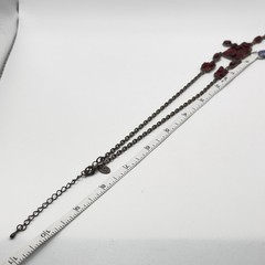 Art Deco Inspired Necklace Bronze Tone Red Lucite Dangles Adjustable 16″ – 19″
