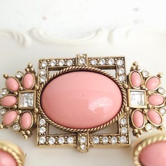 Vtg Elizabeth Taylor Avon Coral Brooch Clip Earrings Set Demi Parure Victorian