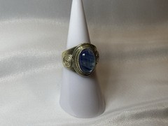 Vintage 925 Nepal Sterling Silver Blue Kyanite Moonstone Spiral Ring Sz 7