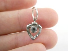 Vintage Opalite Brand Sterling Silver Paste Glass Gem Heart Pendant 1.2g .75 In