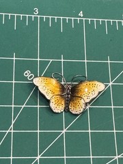 Rare Norwegian mid-century guilloché enamel and sterling silver butterfly brooch