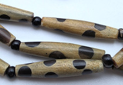 Vintage Wood Bead Necklace Multi Strand Leopard Print Boho 26 In Statement