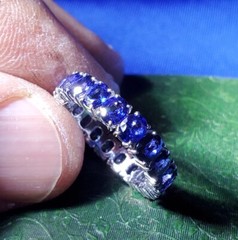 Original EARTH MINED SAPPHIRE Deco Band SOLID 14K GOLD Eternity Anniversary Ring