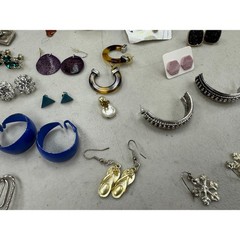Vintage Estate Gold Silver Tone Clip On Hoop Stud Dangle Drop Earring Lot of 64