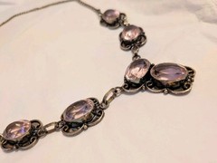 Vintage Pink Topaz Sterling Silver Necklace