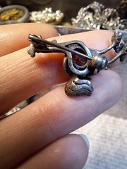Small Sterling Markasite Rooster Chicken Brooch Pin