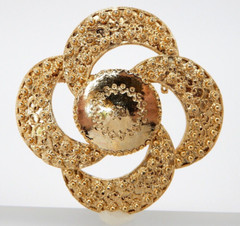 Sacred Geometry Brooch Pin Vintage Designer Signed CM JENT Gold Tone 2.3″