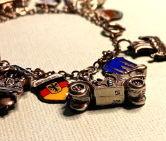 European Travel Silver Charm Bracelet & 17 Charms, 925 to 800 Silver, Some Rare