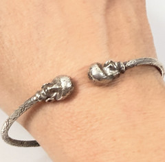 Vintage Sterling Silver African Head Cuff Bracelet Caribbean Tourist Jewelry 7.5