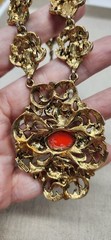 Rare Vintage Goldtone Hollycraft Cabochon Statement Necklace