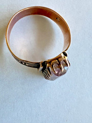 Fabulous old antique lavender stone yellow rose gold etched ring