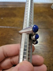 Vintage Modernist Multi Lapis Sterling Silver Ring Size 6 1/4