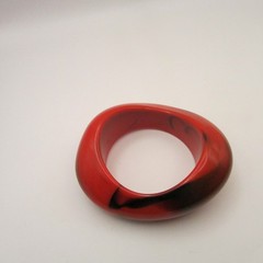 Vtg 1980s Heavy Flamy Swirled Flame Red and Black Lucite Plastic Bangle Y2K Era