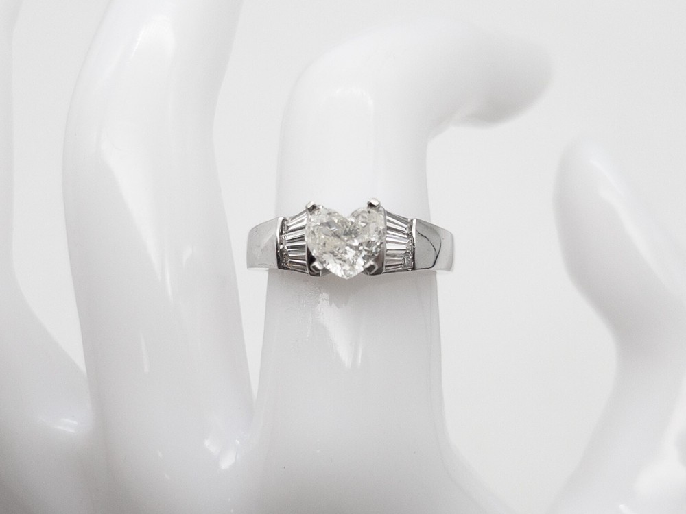 $7000 P & J 1.75ct SI1 I Heart Cut Natural Diamond 14k White Gold Wedding Ring