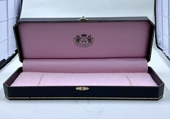 RARE Vintage Juicy Couture Large Link Crystal Crown Heart Charm Bracelet W/ Box