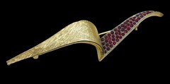Vintage 1960’s Signed ART Arthur Pepper Gold Tone Red Rhinestone Abstract Brooch