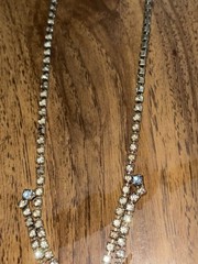 Vintage 1950s 1960s Pair Of Rhinestone Chokers Necklaces 15” – 16”
