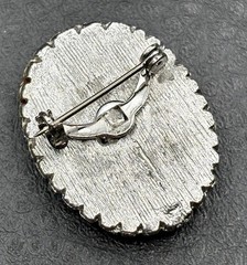Vintage Cameo Shell Filigree Brooch Pin Silver Tone Woman Portrait