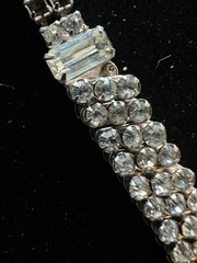 Vintage Clear Round Rhinestone Choker Necklace. 13 Inches. Expandable.