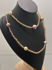 Vintage Pearl ,Crystal Aurora Borealis Pearl Bead Necklace