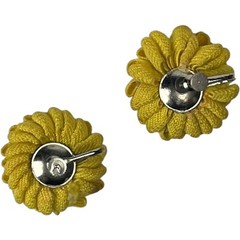 Vintage Antique Woven Yellow Fabric Flowers Floral Screw Back Earrings AS IS