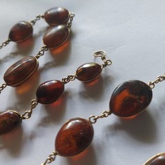 Vintage Bultic Amber Graduated Nuggets Wire Wrapped Necklace 24” 26g