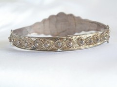 Antique Zeeland Button Sterling Silver Import Filigree Bracelet 7″