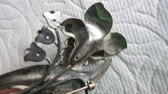 Vintage Antique BROOCH, PIN Sterling Silver Flower 3-1/8″