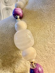 Vintage 1970s-1980s 18” Beaded Necklace Natural Banded Agate Amethyst, Estate