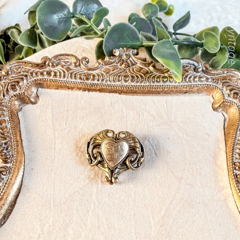 Antique Gold FIlled Heart Watch Holder Brooch