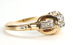 Antique 1920’s Diamond Faith Engagement 14K Two Tone Ring Size 6 UK-L1/2 Deco