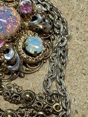 Vintage West Germany Opal Glass Pink Necklace Marked Nice Costume Jewelry 24″