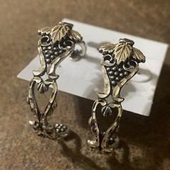 VTG Sterling Wheeler WM Co Black Hills Design Rose Leaves Hoop Stud Earrings
