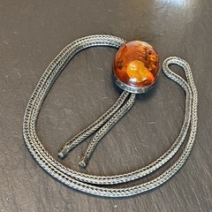 AB Signed Polish sterling silver 925 Baltic amber Massive 96g 36” Bolo Necklace